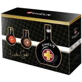 Zwack Unicum keserűlikőr 0,7l 40% + 0,04l Barista + 0,04l Orange, díszdoboz