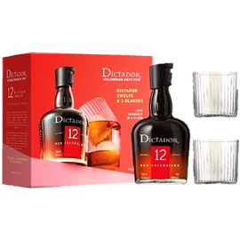 Dictador rum 0,7l 12 éves 40%, díszdoboz 2 pohárral