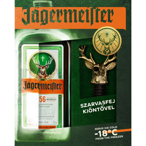Jägermeister keserűlikőr 0,7l 35%, díszdoboz + szarvasfejes kiöntő