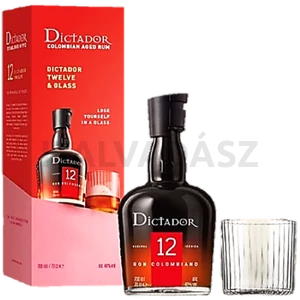 Dictador rum 0,7l 12 éves 40%, díszdoboz 1 pohárral