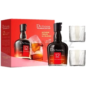 Dictador rum 0,7l 12 éves 40%, díszdoboz 2 pohárral