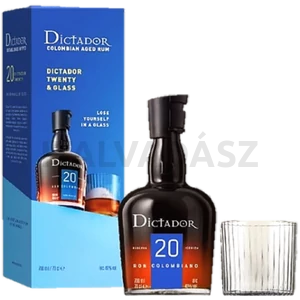 Dictador rum 0,7l 20 éves 40%, díszdoboz 1 pohárral